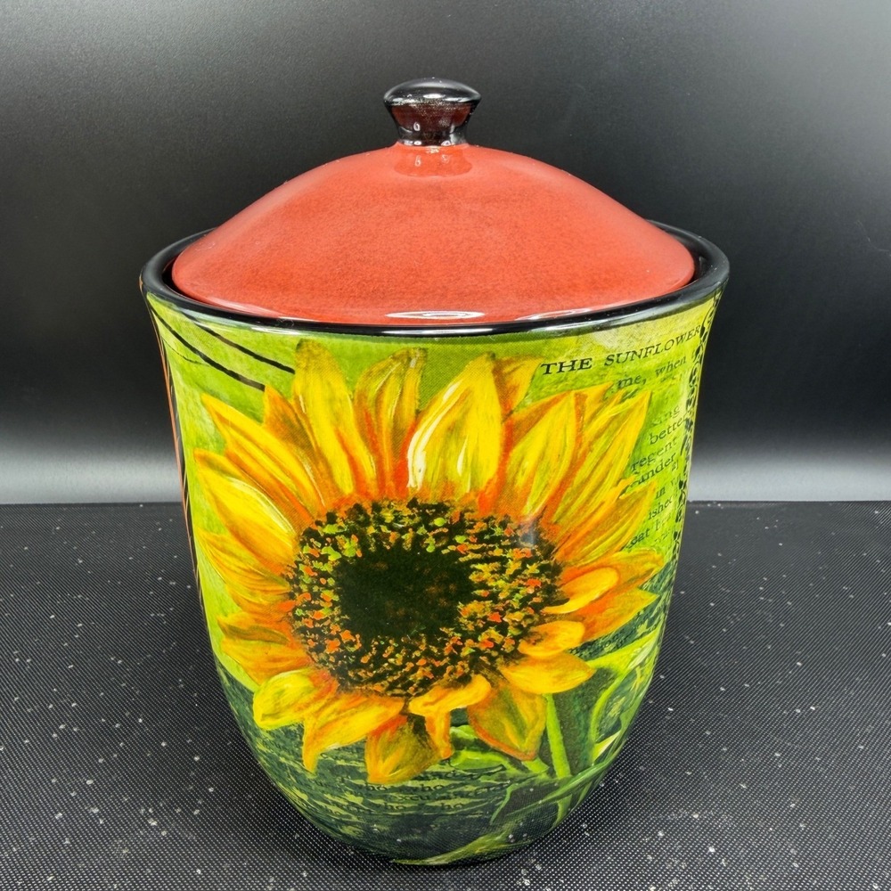 Certified International Sunflower Bee La Fleur Ceramic Canister Jar with Lid VTG - Picture 14 of 14